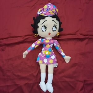 Betty Boop Sugar Loaf 2010 Polka Dot Dress With Hat Plush Doll 16" Purple